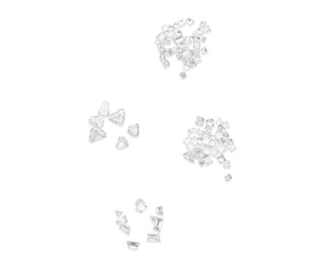 A collection of unmounted diamonds1st: Thirty-nine princess-cut diamonds weighing 2.82 carats total, 2nd: Forty-one French an