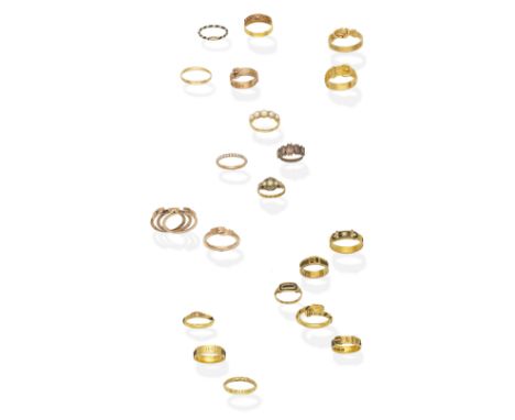 A collection of jewels, various dates, 18th - early 20th century1st: A gold fede and triple hoop gimmel ring, 19th century, c