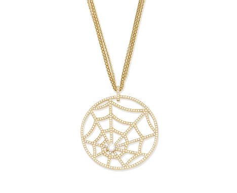 An 'Attrape Moi' diamond pendant necklace, by ChaumetDesigned as a brilliant-cut diamond spider's web suspended from a multi-