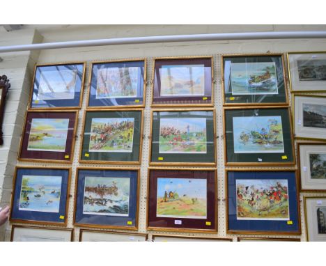 After Christopher Hope, a set of twelve framed and glazed humerous hunting/sporting prints