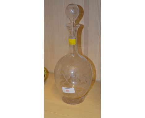 A Victorian wheel etched decanter and stopper