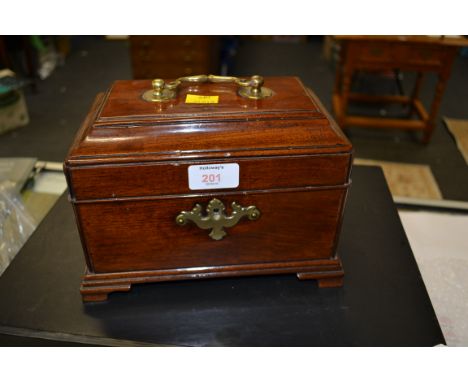 A George III mahogany two section tea caddy (refitted)