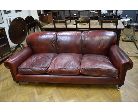 A leather three seat sofa