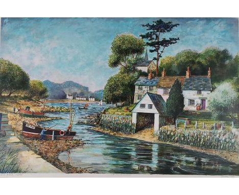 Jeremy KING (British 1938-2020) Helford Creek, Cornwall, Limited edition Lithograph, Signed lower right, Inscribed artist's p