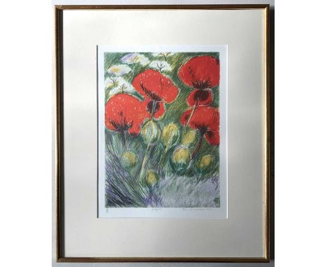 Joan Zuckerman (British, 20th century), 'Poppies', lithograph in colours, numbered 8/50, signed and dated '98 in pencil to ma