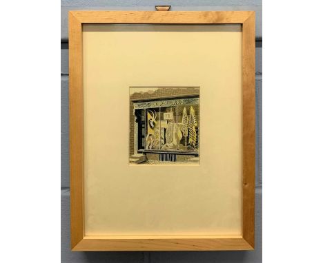 Eric Ravilious RCA (British,1903 -1942), 'Naturalist Furrier and Plumassier', lithograph in colours, c.1938, 13x14cm, framed 