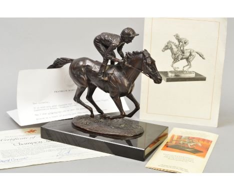 DAVID CORNELL FRSA, FRSBS, a bronze sculpture of Lester Piggott on Nijinsky 'Champion Finish' commemorating his retirement by