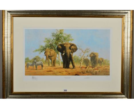 DAVID SHEPHERD (BRITISH 1931-2017) 'AN AFRICAN LANDSCAPE' a limited edition print featuring elephants 293-950, signed in penc