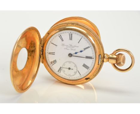 A LEVER BROTHERS ROLLED GOLD POCKET WATCH measuring approximately 41.5mm in diameter, white enamel dial, signed Lever Brother