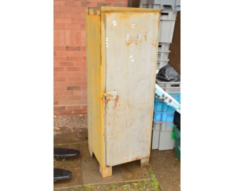 A GALVANISED STEEL LOCKER, with shelf (width 55cm, depth 49cm, height 162cm)