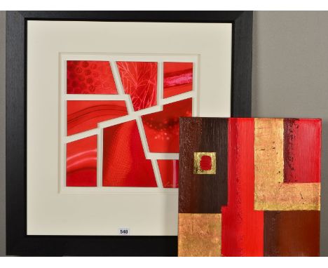 LINDA CHARLES (BRITISH CONTEMPORARY) 'GOLD SPEC II', an abstract study, signed lower left, oil on canvas, approximate size 40