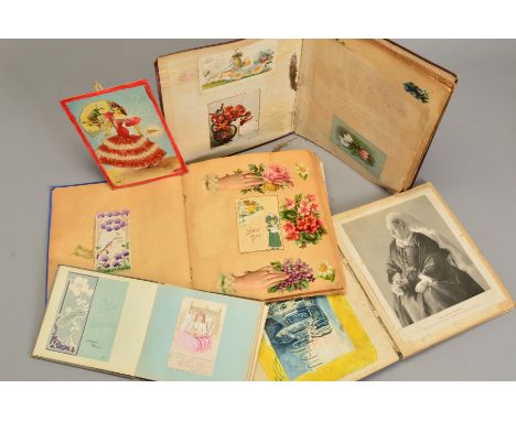 A COLLECTION OF VICTORIAN/EDWARDIAN SCRAPBOOKS AND AUTOGRAPHS, in four albums featuring Christmas, childhood, natural world c