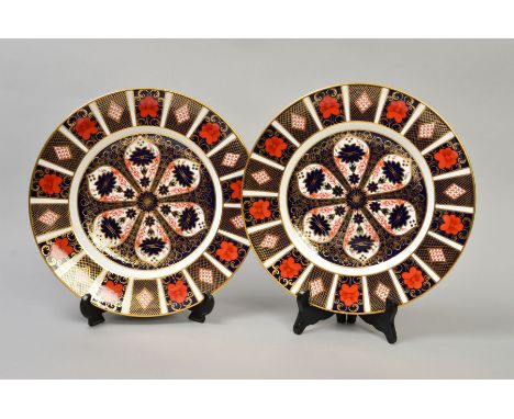 TWO ROYAL CROWN DERBY OLD IMARI PLATES, '1128' pattern, diameters 27cm (2) 