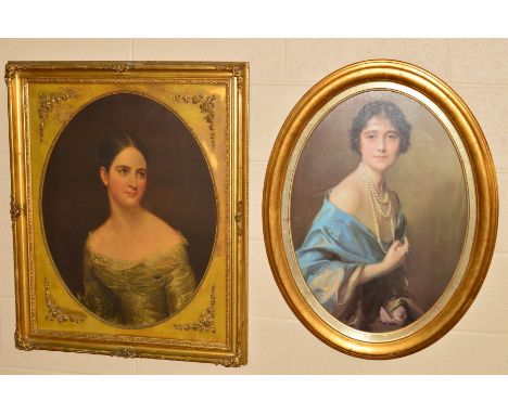 H.R.H.THE QUEEN MOTHER, a colour print after Philip De Laszlo set in an oval gilt frame, approximate size 68cm x 48cm, togeth