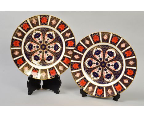 TWO ROYAL CROWN DERBY OLD IMARI PLATES, '1128' pattern, diameters 27cm (2)