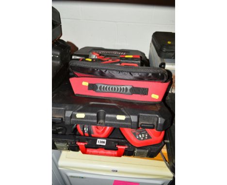 A COLLECTION OF CASED MILWAUKEE ELECTRIC HAND TOOLS to include a cased C12PPC pex pipe cutter, C12 RAD right angle cordless d