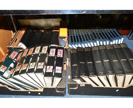 FOUR BOXES OF MAGAZINES IN BINDERS to include eight volumes of 'The History of the Second World War', nine volumes of 'The  T