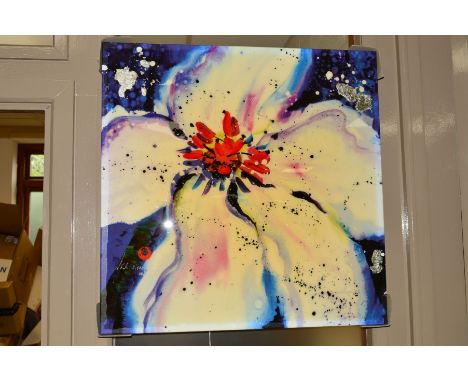 DANIELLE O'CONNOR AKIYAMA (CANADIAN 1957) 'FIRE AND ICE III', a limited edition box canvas print of stylised flowers, 27/75, 