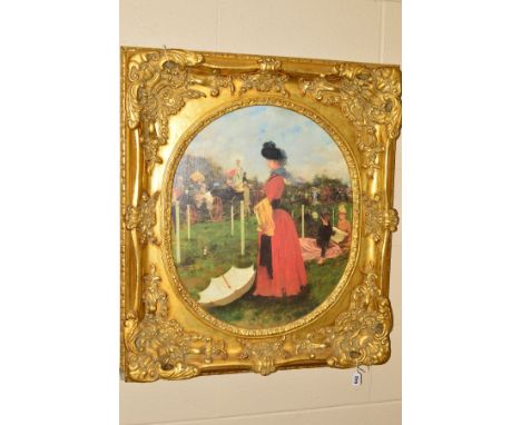 FRANCISCO MIRALLES (1848-1901) 'AT THE RACES', a print from  Stephen Selby's Victorian collection, printed on board, ornate g