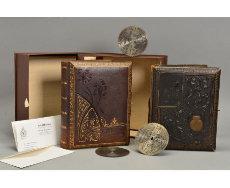 A LATE 19TH/EARLY 20TH CENTURY MUSICAL PHOTOGRAPH ALBUM FITTED WITH A JUNGHENS MOVEMENT, the tooled brown leather binding wit