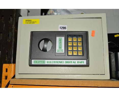 A GRAFTER ELECTRONIC DIGITAL SAFE WITH MANUAL, key and bolts to attach to wall (2)