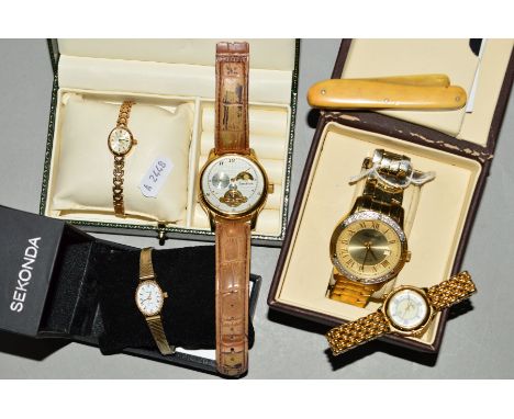 FIVE WATCHES to include expandable watch and a Timex