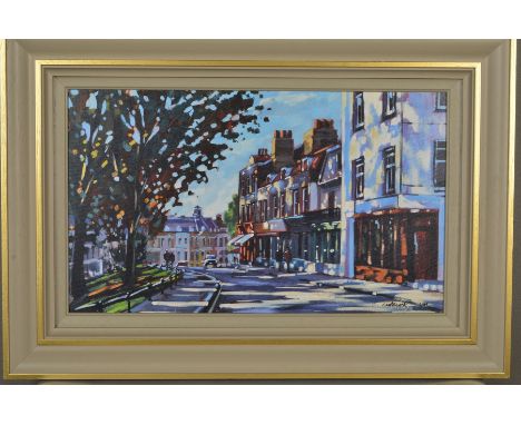 CHARLES ROWBOTHAM (BRITISH CONTEMPORARY) 'RICHMOND HILL' a limited edition print on board 5/49, signed bottom right, with cer
