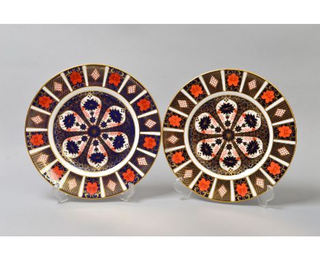 TWO ROYAL CROWN DERBY IMARI PLATES, '1128' pattern, approximate diameter 27cm (one seconds) (2)