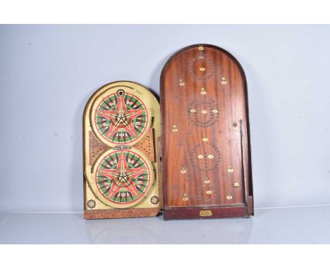 Two vintage Bagatelle boards, comprising Lindstrom's Gold Star and Amersham 'Scora', one including balls (2)