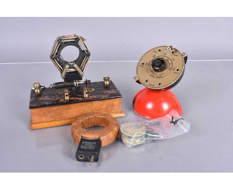 An early Home-Constructor Crystal set, with Ballard enclosed detector, mottled ebonite panel, plug-in loading coil, a later A