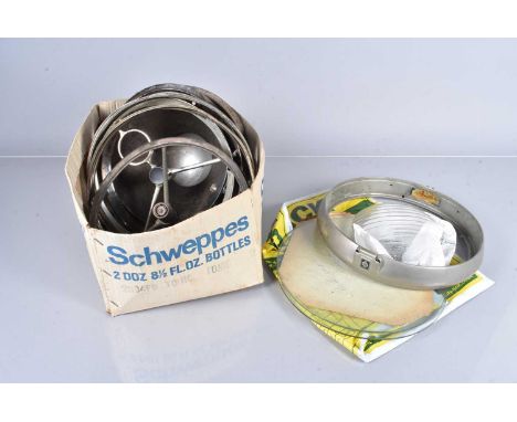 A small group of vintage car lamp glass lenses, together with a collection of automotive lamp parts (parcel)