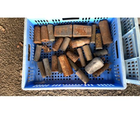 Box: qty various vintage Clock Weights