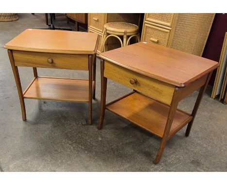 A pair of teak single drawer lamp tables 