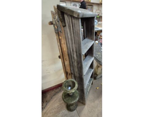 Two pine step ladders and a plant stand 