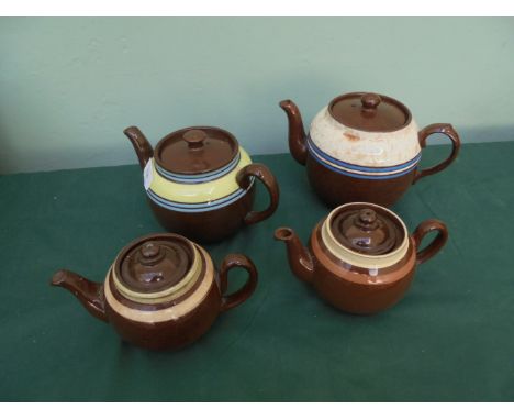 Sadler brown earthenware teapot and three others in similar style