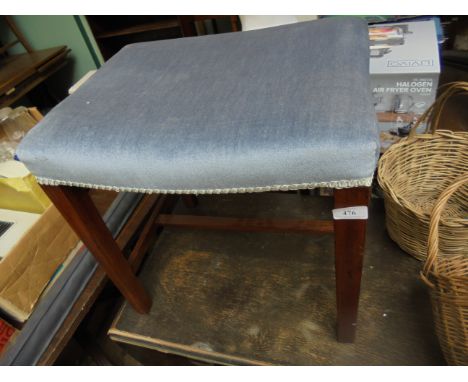 Oak framed dressing table stool, the padded seat upholstered  in light purple dralon