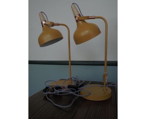 Pair of light brown metal table lamps