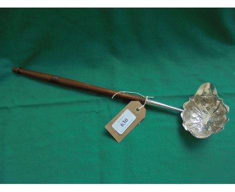 Wooden handled silver toddy ladle the bowl marked WB date letter (London 1837)