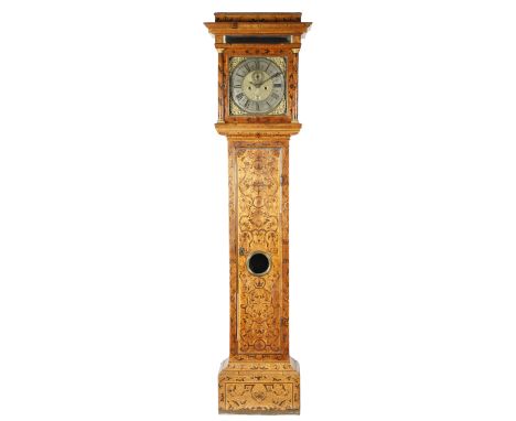 A MARQUETRY LONGCASE CLOCK BY JOHN GAVEL, LATE 17TH / EARLY 18TH CENTURY the brass eight day movement with four turned and fi