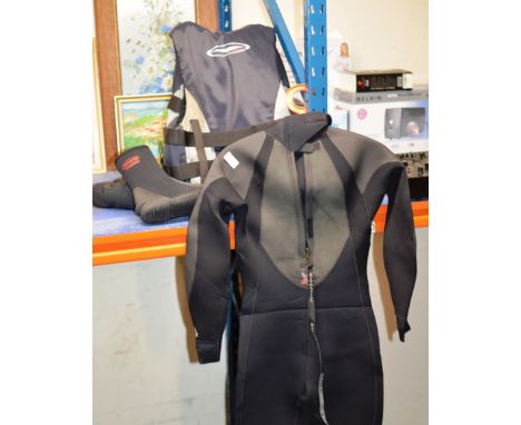 WET SUIT, GUL LIFE JACKET &amp; PAIR OF TYPHOON TITANIUM BOOTS     