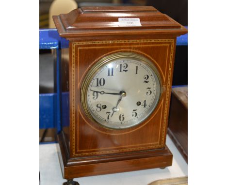 INLAID MAHOGANY STRIKING MANTLE CLOCK     