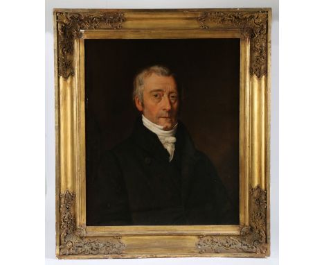 English School (19th Century) Head and Shoulders Portrait of Thomas Milner Gibson wearing Black Jacket and White Cravat oil o