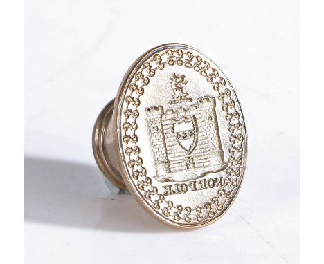 Sir John Fenn (1739-1794), High Sheriff of Norfolk (1790-91)- A George III silver desk seal, London, makers mark SB almost ce