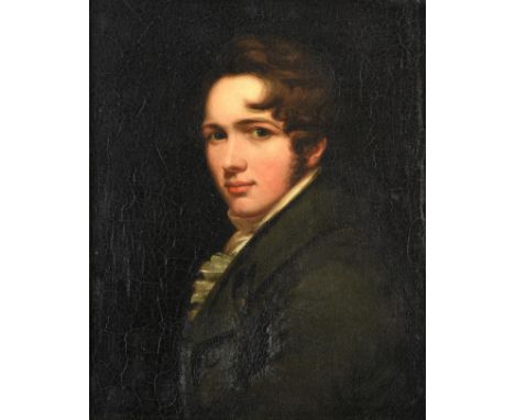 Circle of Sir Henry Raeburn FRSE, RA, RSA (1756-1823) Scottish Portrait of a young gentleman, head and shoulders, turned to s