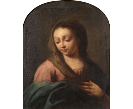 Circle of Sebastiano Conca (17th/18th century) Italian  The Madonna  Oil on canvas, 57.5cm by 47cm (with arched top)   See il