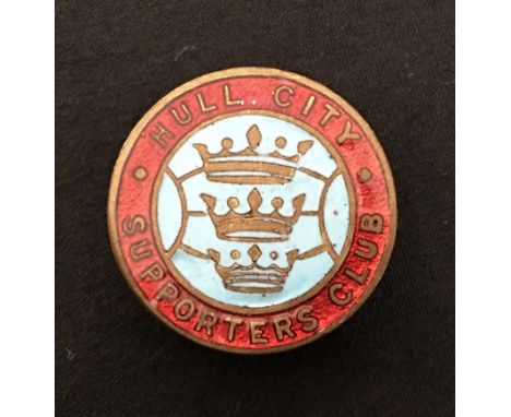 A Hull City supporters club enamel football badge with claret coloured outer and light blue coloured inner, size approx. 25mm