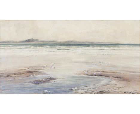 THOMAS SWIFT HUTTON (1875 - 1935) Framed, signed, dated 1920, watercolour on paper, titled on mount, 'Where the River meets t