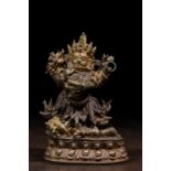 STANDING BRONZE MAHAKALA TIBET 17TH - 18TH CENTURY