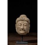 CHINESE MARBLE BUDDHA HEAD NORTHERN QI 6TH CENTURY