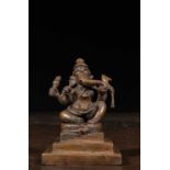 SEATED GANESHA BRONZE INDIA 19TH CENTURY